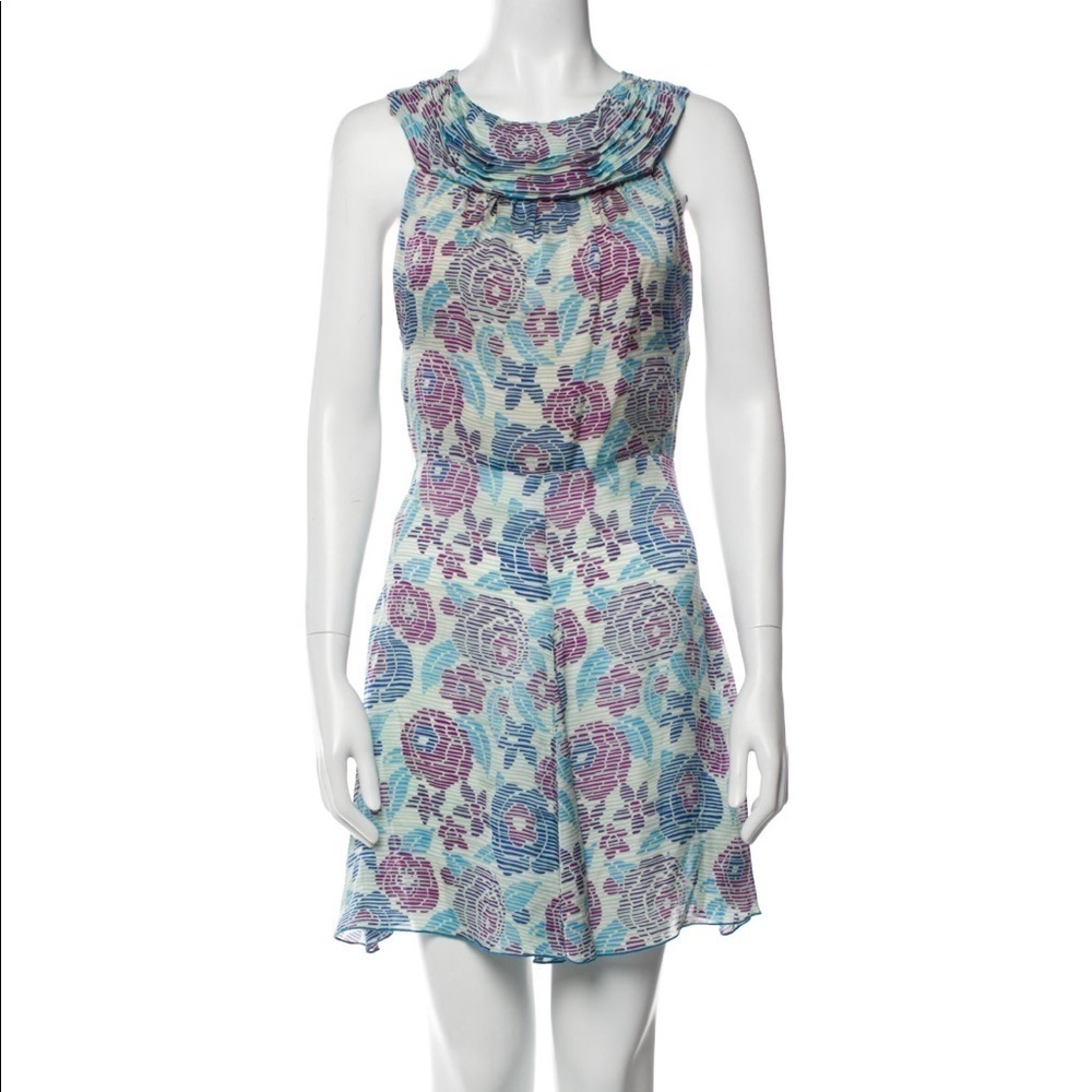 Anna Sui Pixel Floral Bow Back Silk Dress 2